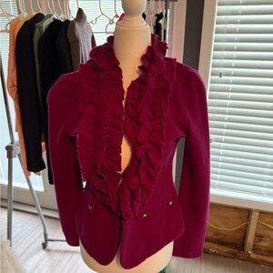 Cache Pink Ruffled Blazer Elegant Suit Jacket